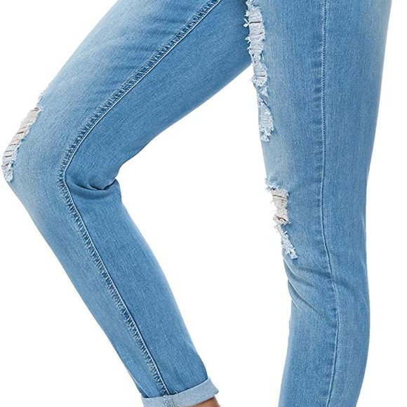 Women's Ripped Boyfriend Jeans Cute Distressed Jeans Stretch Skinny Jeans with - Picture 2 of 5